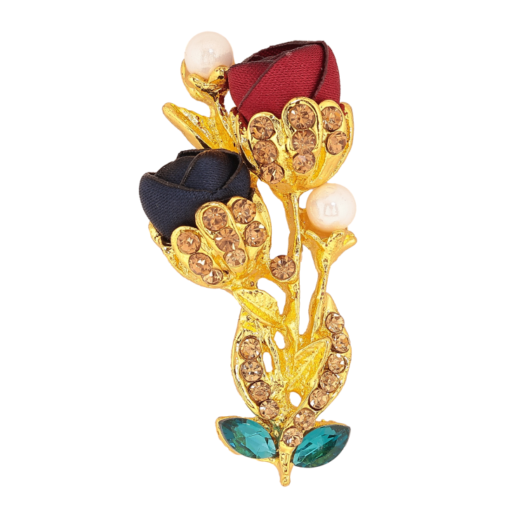 Брошка "Квіточка з атласними трояндами та стразами" фото №10