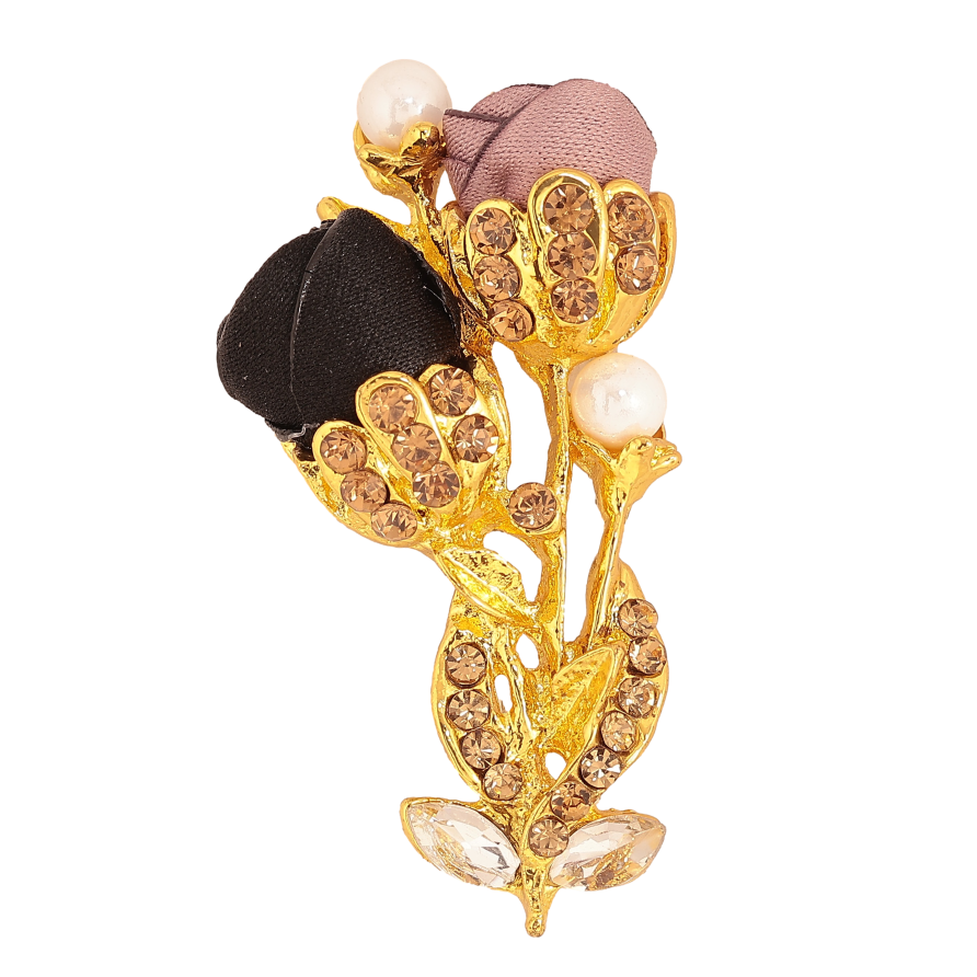 Брошка "Квіточка з атласними трояндами та стразами" фото №1