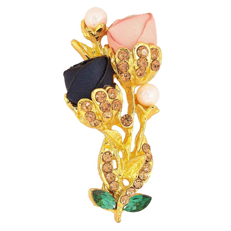 Брошка "Квіточка з атласними трояндами та стразами" фото №1