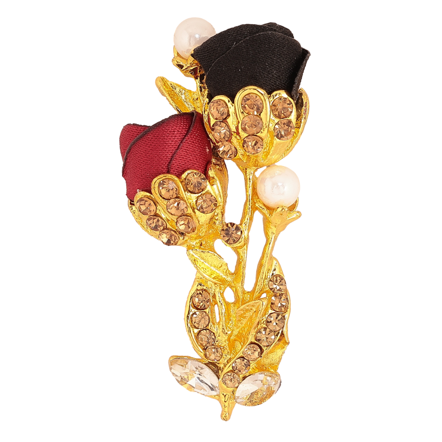 Брошка "Квіточка з атласними трояндами та стразами" фото №1