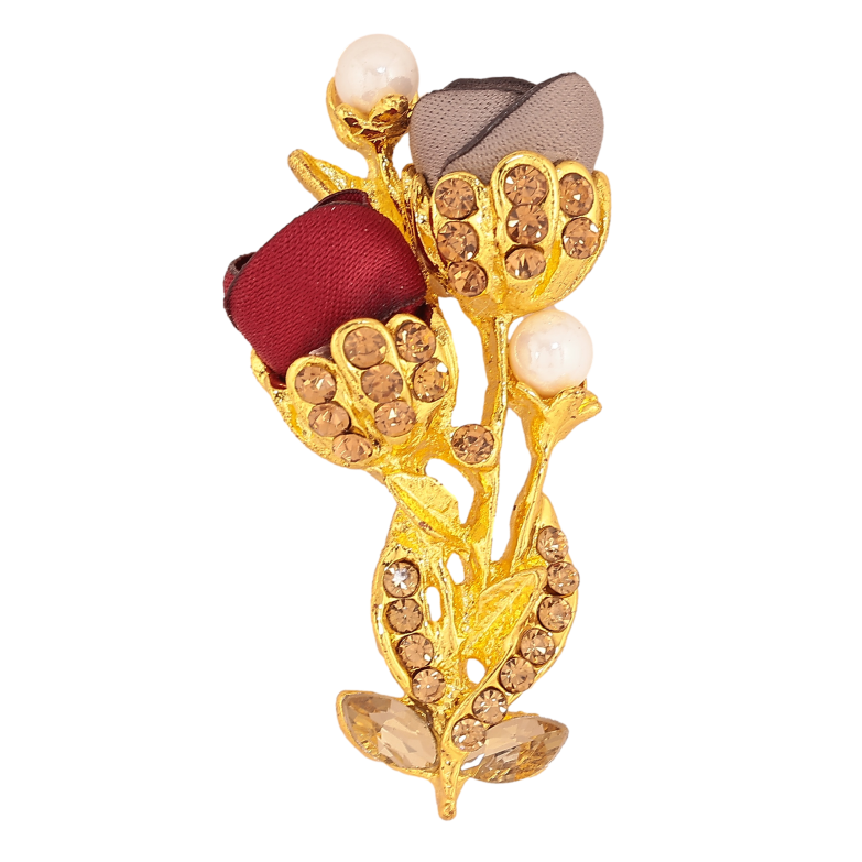 Брошка "Квіточка з атласними трояндами та стразами" фото №6