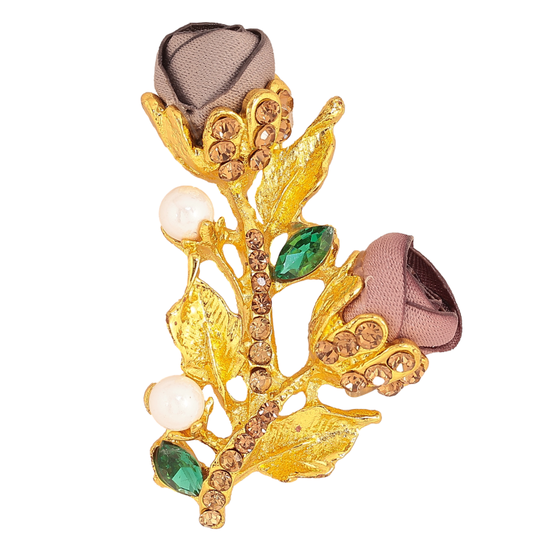 Брошка "Квіточка з атласними трояндами та стразами" фото №1