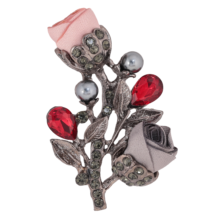 Брошка "Квіточка з атласними трояндами та стразами" фото №25