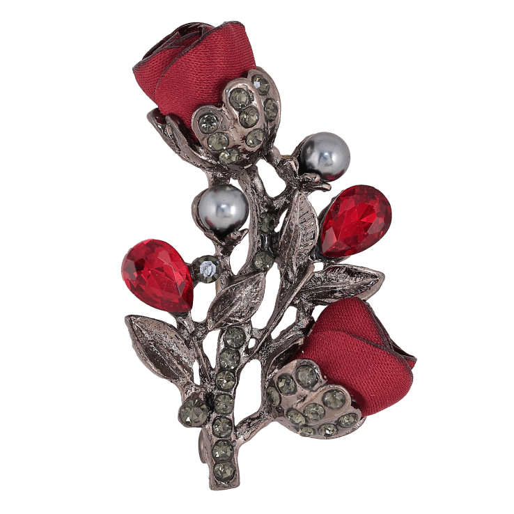 Брошка "Квіточка з атласними трояндами та стразами" фото №21