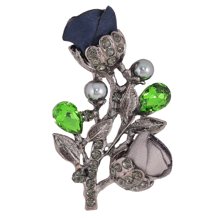 Брошка "Квіточка з атласними трояндами та стразами" фото №17