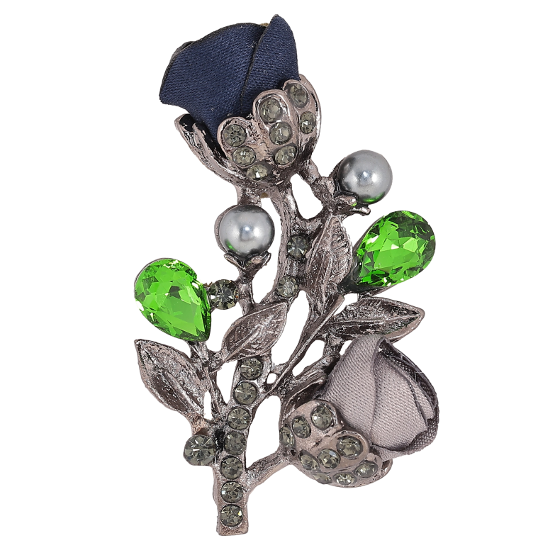 Брошь "Цветочек с атласными розами и стразами" фото №1