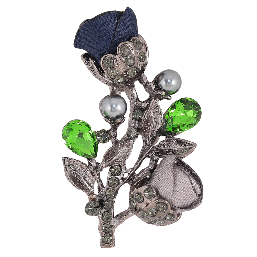 Брошка "Квіточка з атласними трояндами та стразами" фото №1