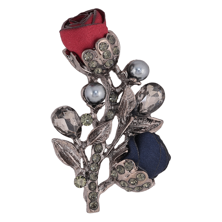 Брошка "Квіточка з атласними трояндами та стразами" фото №1
