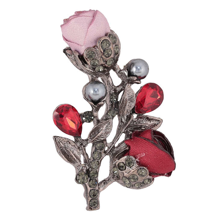 Брошка "Квіточка з атласними трояндами та стразами" фото №11