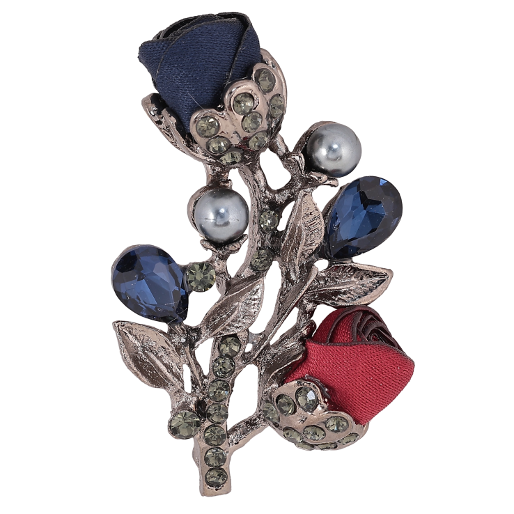 Брошка "Квіточка з атласними трояндами та стразами" фото №9