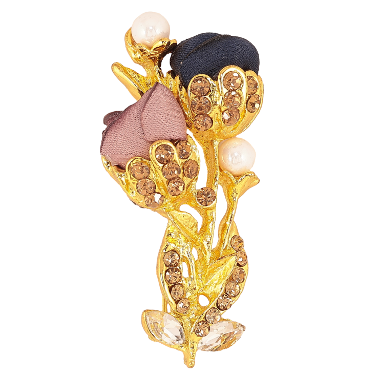 Брошка "Квіточка з атласними трояндами та стразами" фото №24
