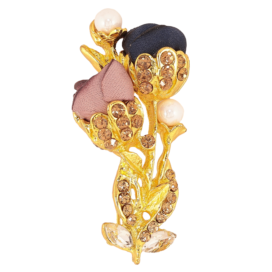 Брошка "Квіточка з атласними трояндами та стразами" фото №1