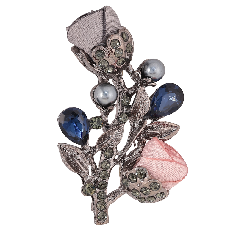 Брошка "Квіточка з атласними трояндами та стразами" фото №1