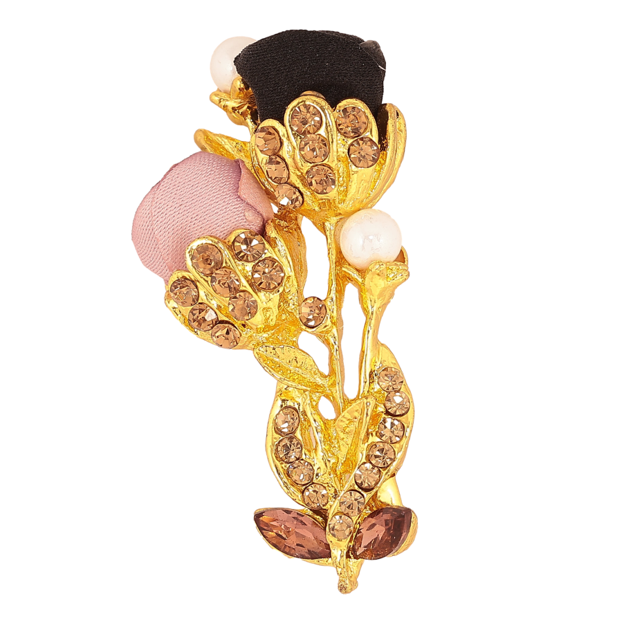 Брошка "Квіточка з атласними трояндами та стразами" фото №1