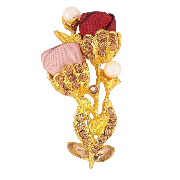 Брошка "Квіточка з атласними трояндами та стразами" фото №20