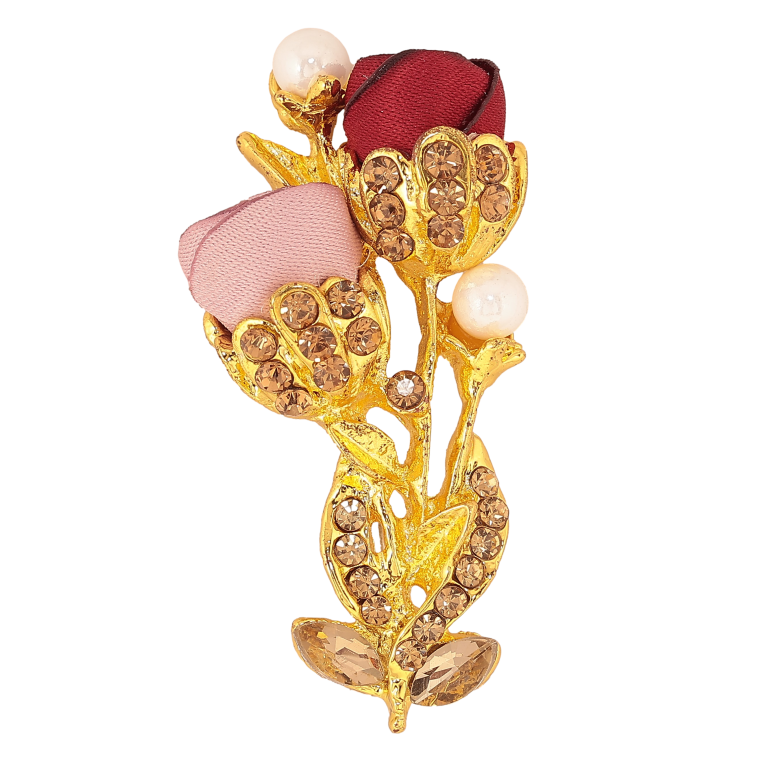 Брошка "Квіточка з атласними трояндами та стразами" фото №1