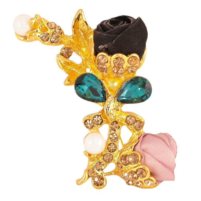 Брошка "Чорна та рожева квіточки" фото №1 Брошка "Чорна та рожева квіточки" фото №1