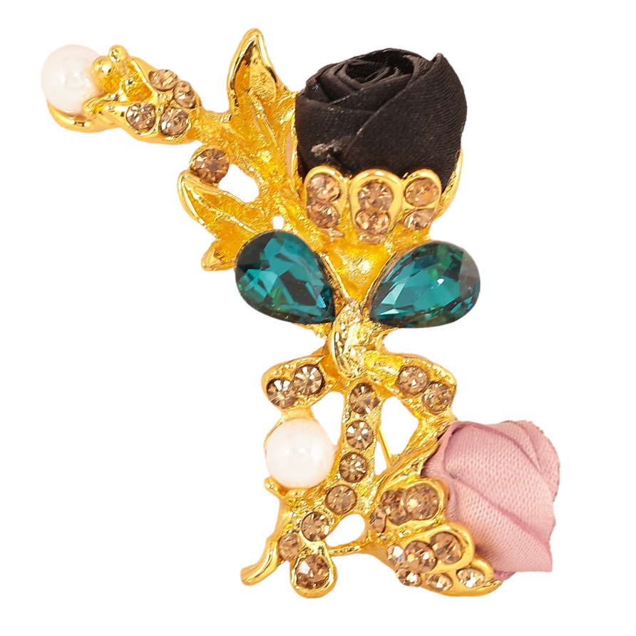 Брошь "Черный и розовый цветочки" фото №1 Брошь "Черный и розовый цветочки" фото №1