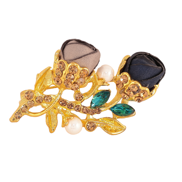 Брошь "Синий и бежевый цветочки" фото №4 Брошь "Синий и бежевый цветочки" фото №4