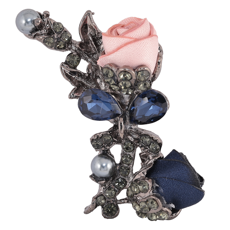 Брошь "Розовый и синий цветочки" фото №1