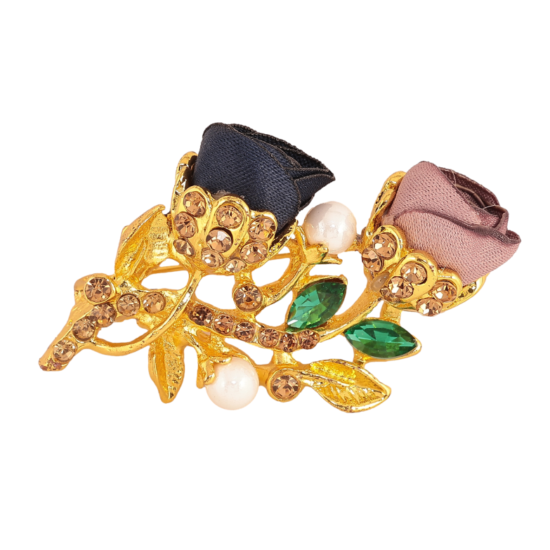 Брошь "Синий и бежевый цветочки" фото №1 Брошь "Синий и бежевый цветочки" фото №1