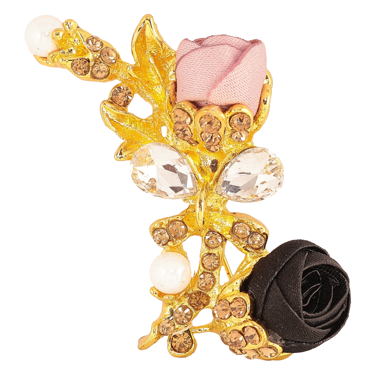Брошь "Розовый и черный цветочки" фото №1 Брошь "Розовый и черный цветочки" фото №1