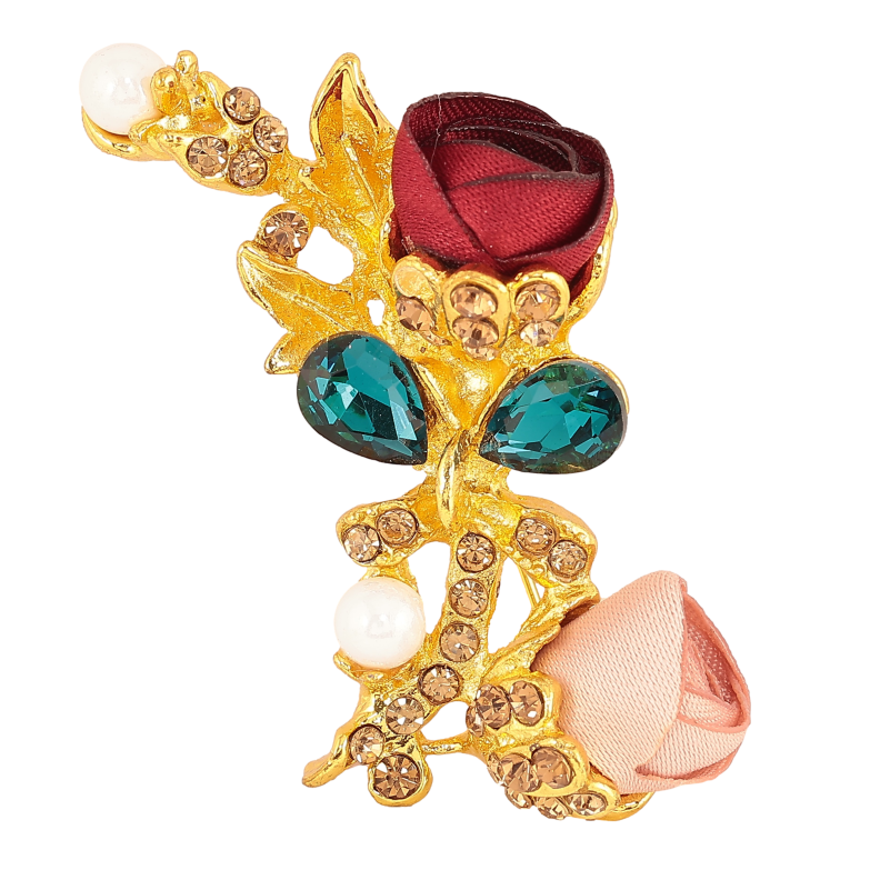 Брошка "Рожева та червона квіточки" фото №1
