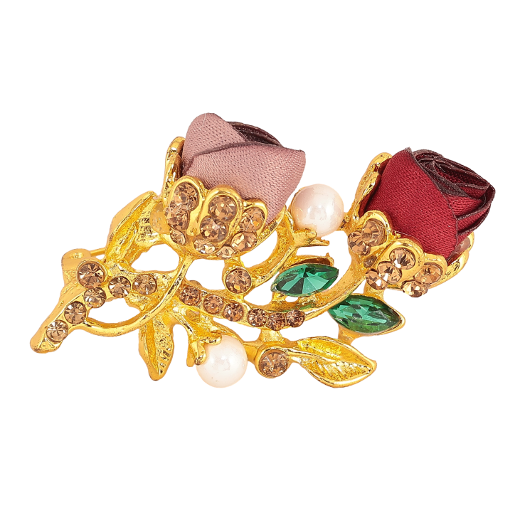 Брошь "Бежевый и красный цветочки" фото №18 Брошь "Бежевый и красный цветочки" фото №18