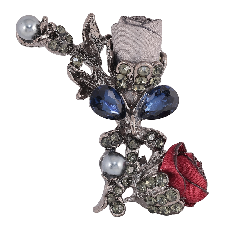 Брошь "Серый и красный цветочки" фото №1 Брошь "Серый и красный цветочки" фото №1