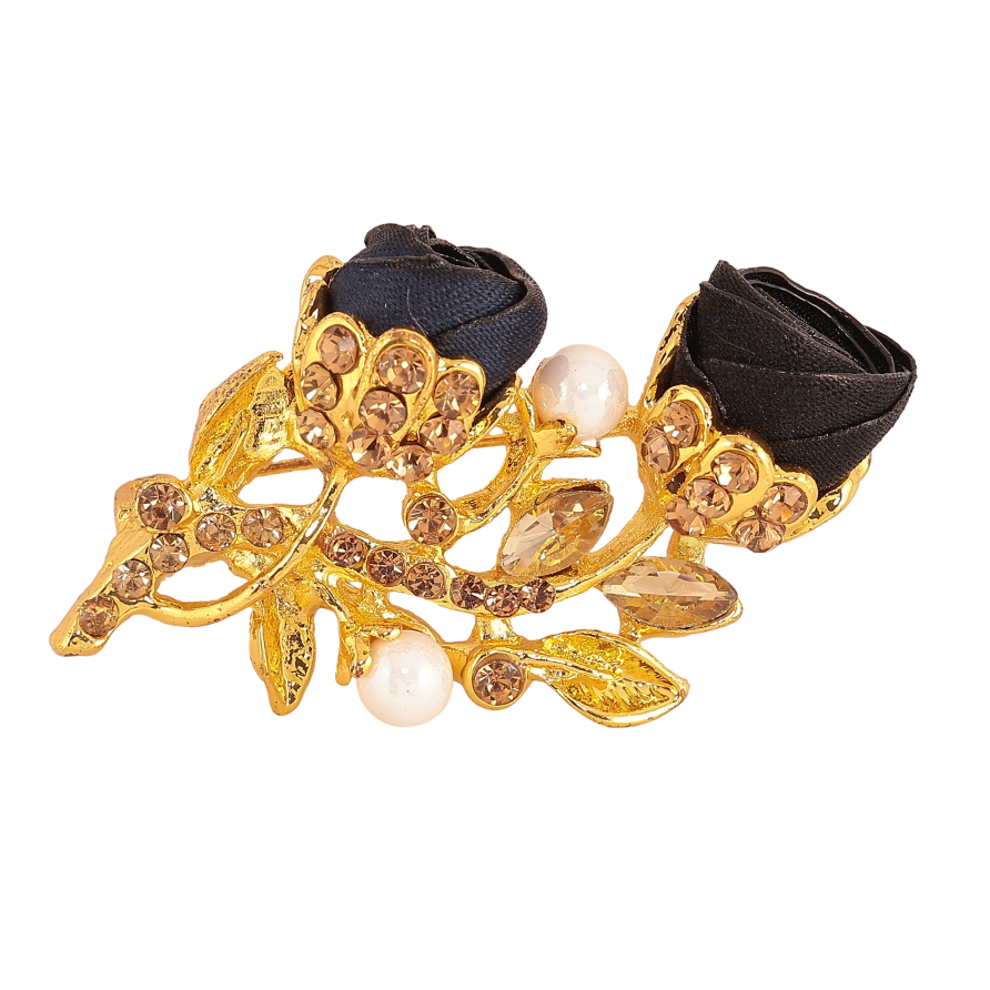 Брошь "Синий и черный цветочки" фото №1 Брошь "Синий и черный цветочки" фото №1