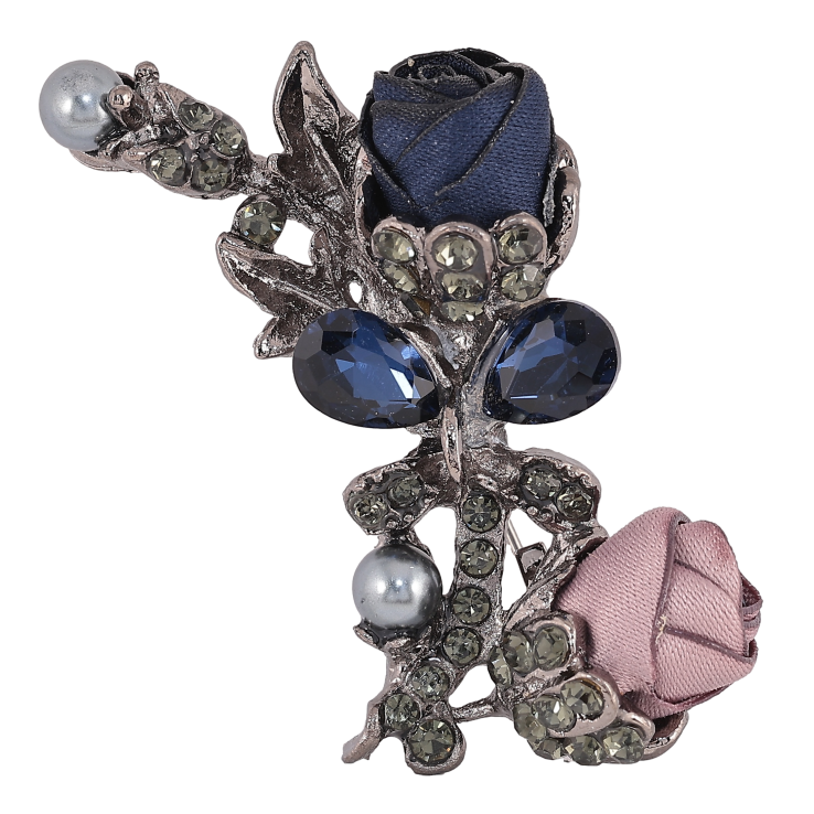 Брошь "Синий и бежевый цветочки" фото №15 Брошь "Синий и бежевый цветочки" фото №15