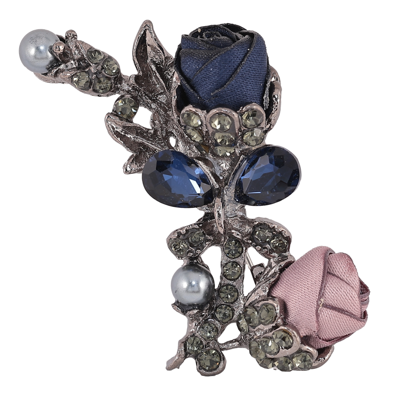 Брошка "Синя і бежева квіточки" фото №1 Брошка "Синя і бежева квіточки" фото №1