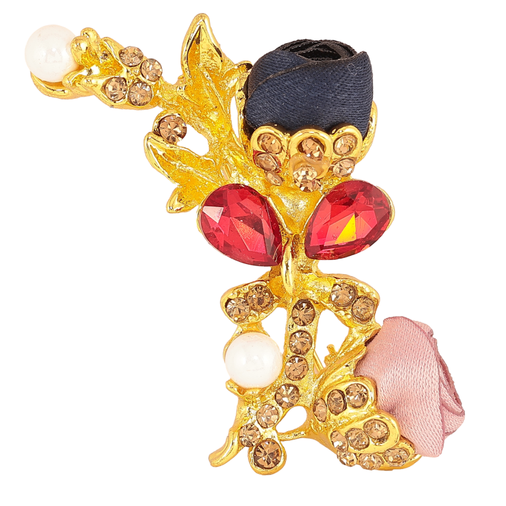 Брошь "Синий и розовый цветочки" фото №3