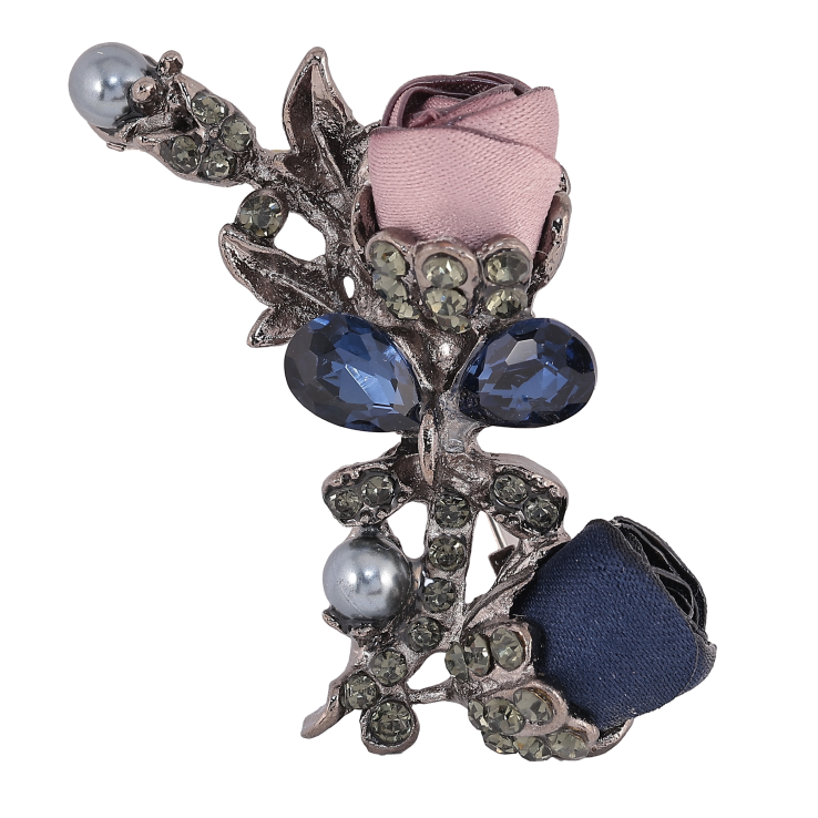 Брошь "Бежевый и синий цветочки" фото №10 Брошь "Бежевый и синий цветочки" фото №10