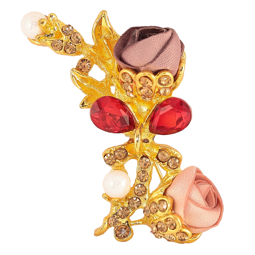 Брошь "Бежевый и розовый цветочки" фото №1 Брошь "Бежевый и розовый цветочки" фото №1