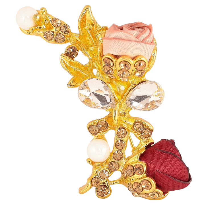 Брошь "Красный и розовый цветочки" фото №5