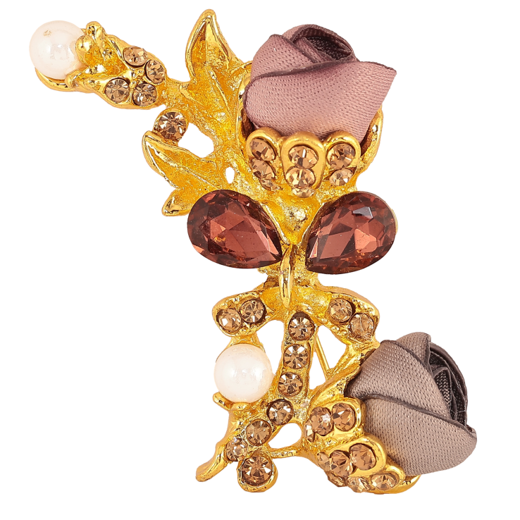Брошь "Бежевый и розовый цветочки" фото №17