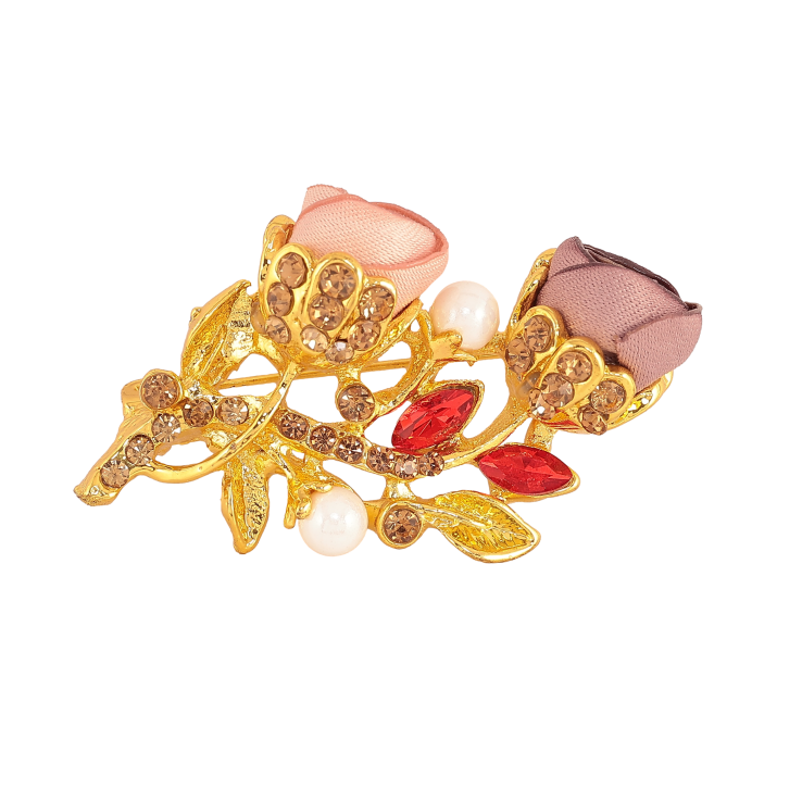 Брошь "Розовый и бежевый цветочки" фото №5 Брошь "Розовый и бежевый цветочки" фото №5