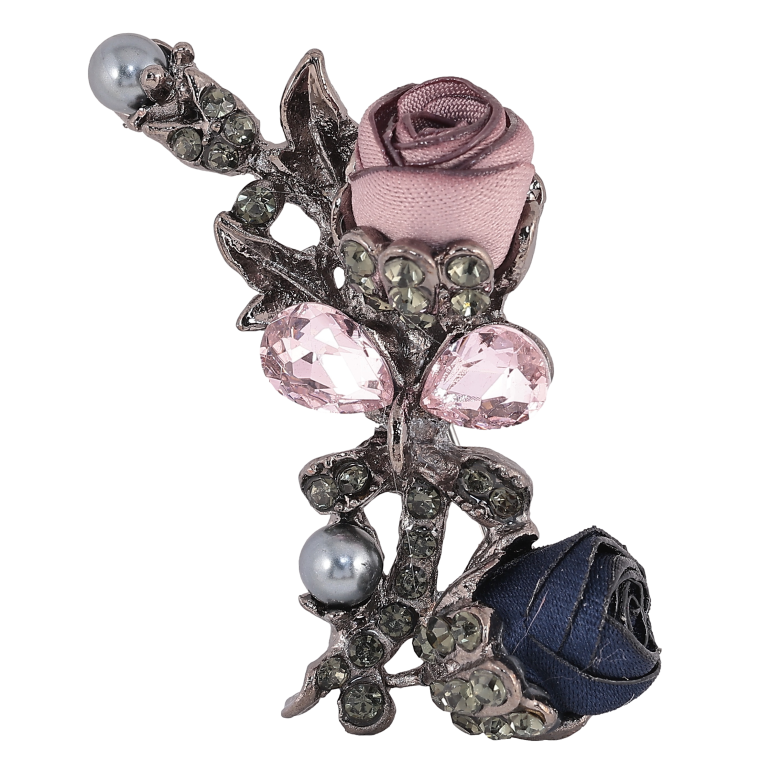 Брошь "Синий и бежевый цветочки" фото №1