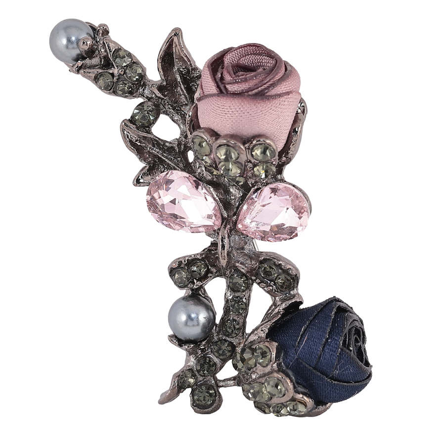 Брошь "Синий и бежевый цветочки" фото №1 Брошь "Синий и бежевый цветочки" фото №1