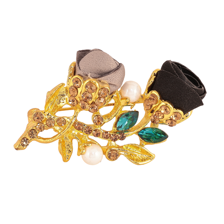 Брошь "Черный и бежевый цветочки" фото №21 Брошь "Черный и бежевый цветочки" фото №21