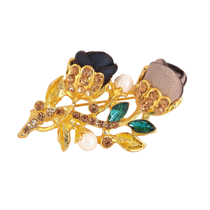 Брошь "Синий и бежевый цветочки" фото №3 Брошь "Синий и бежевый цветочки" фото №3