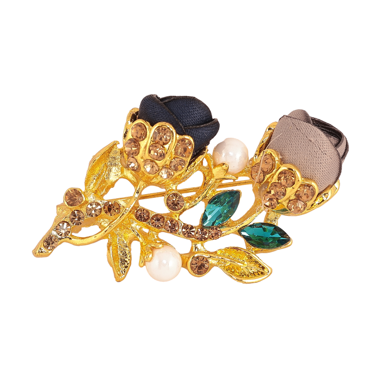 Брошка "Синя та бежева квіточки" фото №1 Брошка "Синя та бежева квіточки" фото №1