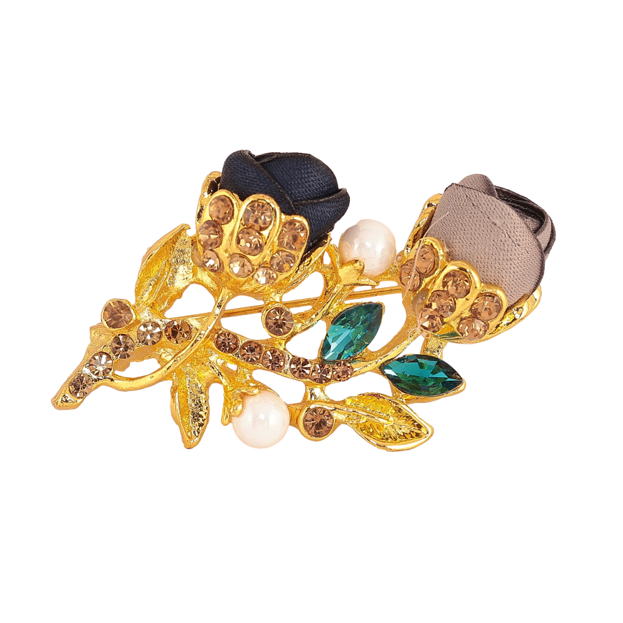 Брошь "Синий и бежевый цветочки" фото №1 Брошь "Синий и бежевый цветочки" фото №1