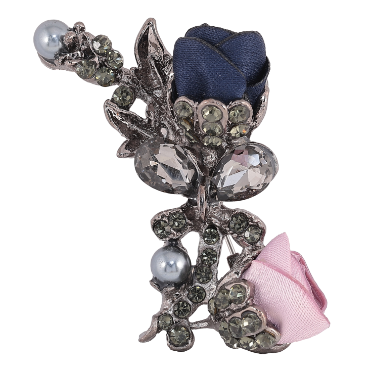 Брошь "Синий и розовый цветочки" фото №3 Брошь "Синий и розовый цветочки" фото №3