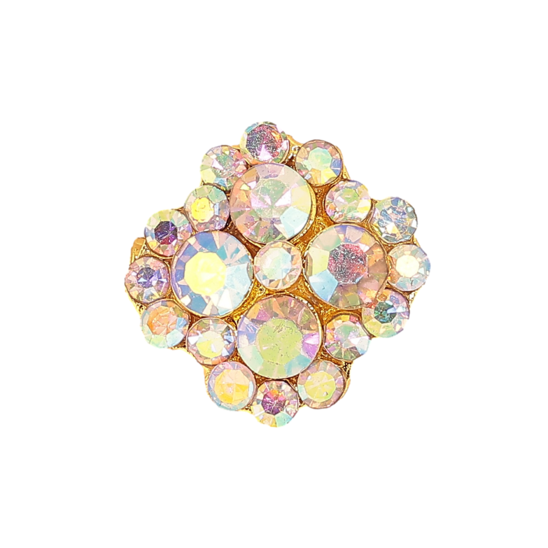 Брошь-кулон "Цветочек с радужными стразами"  фото №3