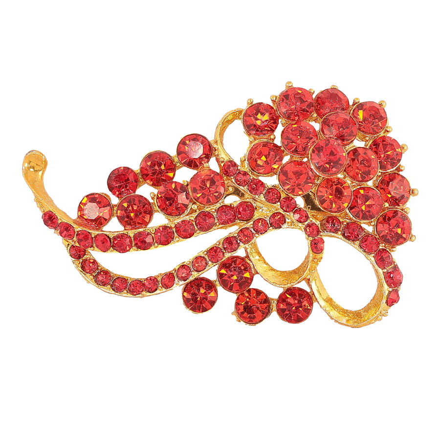 Брошка "Візерунок з червоними стразами" фото №1 Брошка "Візерунок з червоними стразами" фото №1