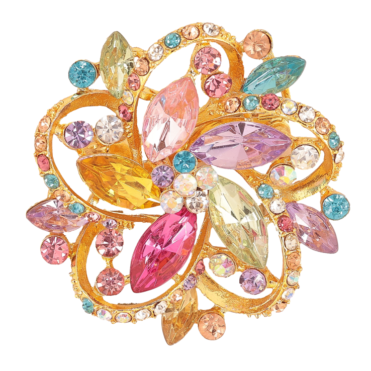 Брошь "Цветок с разноцветными стразами" фото №4 Брошь "Цветок с разноцветными стразами" фото №4