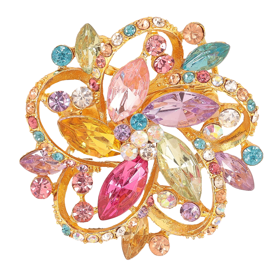 Брошь "Цветок с разноцветными стразами" фото №1 Брошь "Цветок с разноцветными стразами" фото №1