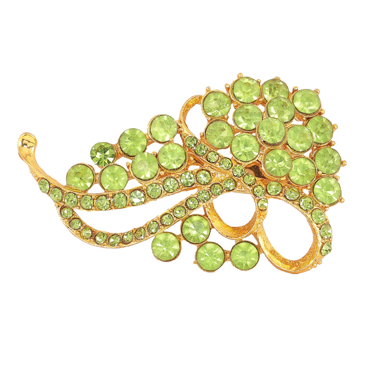 Брошь "Узор с салатовыми стразами" фото №17